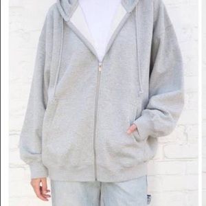 brandy Melville grey oversized zip up hoodie